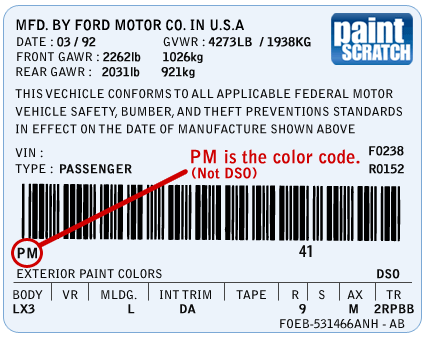 Ford colour code location